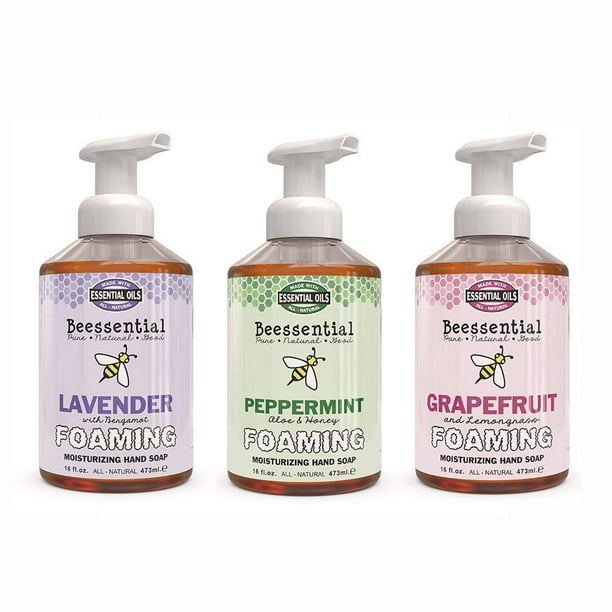 Beessential Foaming Hand Soap Variety Pack Pack Of 3 Pack Of 3 Includes One Of Each Grapefruit Lemongrass Lavender Bergamot And Peppermint Aloe By Beetanicals Walmart Com Walmart Com