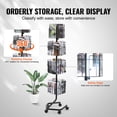 thumbnail image 4 of VEVOR Brochure Display Rack, 4-Tier 32 Pockets Rotating Magazine Literature Display Stand for Postcards, 360° Spinning Greeting Cards Rack with 5 Wheels (2 Lockable), 4 of 9