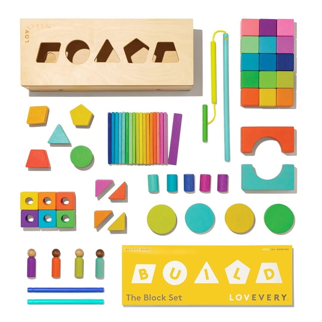 Juego de bloques Lovevery de madera maciza, 70 piezas, 18 colores, más de 18 meses