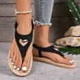 thumbnail image 2 of Womens Toe Ring Flat Sandals Comfortable Flip Flops T Strap Footbed Sandals Ankle Strap Summer Beach Shoes, 2 of 9