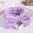 thumbnail image 4 of Paquete de 5 diademas de spa, diadema de maquillaje de lana coral, diadema cosmética para lavarse la cara, diademas con lazo para tela de ducha, diademas para mujeres, banda para el cabello, 4 of 5