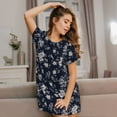 thumbnail image 3 of Fotbe Retro Flower Pattern Women's Cotton Nightgown Sleepwear Short Sleeves Shirt Casual Print Sleepdress, 3 of 6