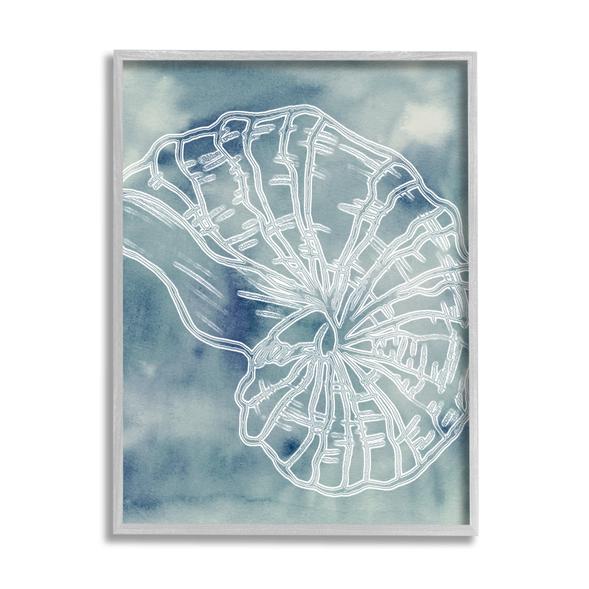 Stupell Industries Spiral Seashell Nautilus Sea Life Watercolor Pattern Graphic Art Gray Framed Art Print Wall Art, Design by Ziwei Li
