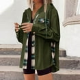 thumbnail image 2 of Winter Warm Jackets For Women Checkered Striped Long Sleeve Casual Pocket Buttons Army Green Coat Outwear S-2XL, 2 of 8