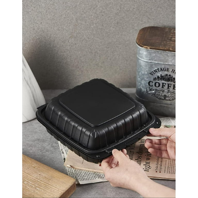 8X8 1-Compartment 50-Pack Plastic Clamshell To Go Containers Food Carryout  Lunch Box Packaging For Sandwich Salad Heavy Duty Disposable Restaurant  Service Catering Meal Hinged With Secure Snap Lid 