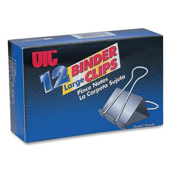 Officemate Binder Clips, Large, Black/Nickel, 12/Box, Each