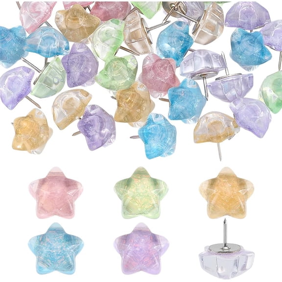 50pcs Star Push Pins 5 Colors Star Thumb Tacks Stars Decorative Push Pins Cute Thumbtacks for Corkboard oto Wall Feature Wall