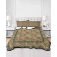 thumbnail image 2 of Twin Quilt Bedding Set, Sage Green Boho Reversible Summer Quilt 3 Pieces, Vintage Ethnic Tribe Abstract Art Floral Lightweight Bedspreads Coverlets with 2 Pillow Shams for All Seasons, 2 of 5