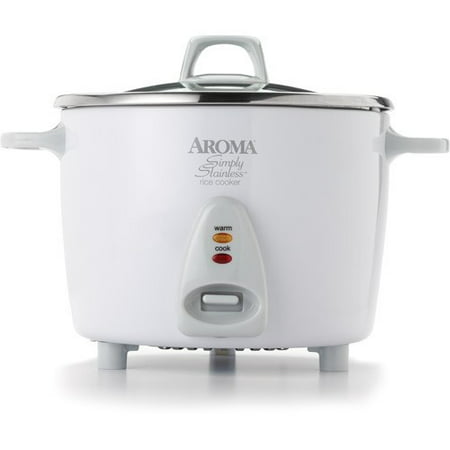 Aroma 14 Cup Stainless White Pot Style Rice Cooker, 3