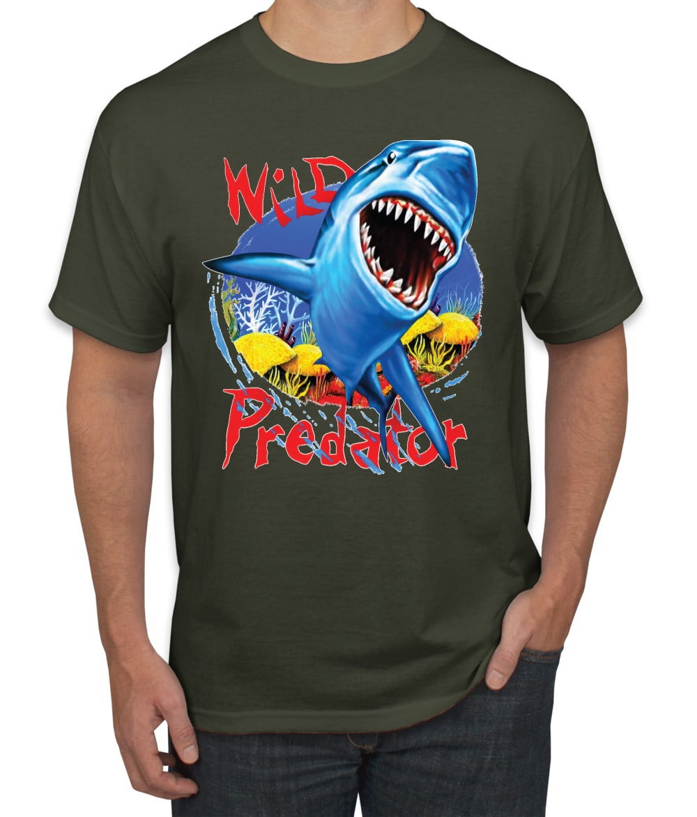 Shark Ocean Wild Predator Men's Graphic T-Shirt, Military Green, 5XL