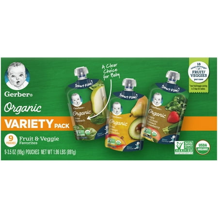 Gerber 2nd Foods Organic for Baby, Fruit &amp; Veggie Variety Pack, 3.5 oz Pouch (9 Pack)