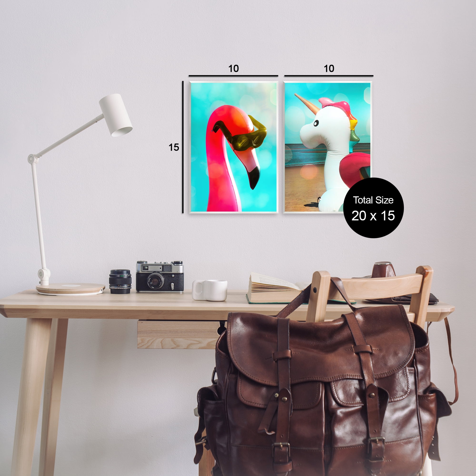 Stupell Industries Unicorn & Flamingo Basking Nautical & Beach Painting Unframed Art Print Wall Art, 10 x 15, Set of 2