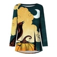 thumbnail image 4 of Costumes d'Halloween pour Femmes 2023 en Liquidation T-Shirts Oversize à Col Rond pour Femmes Imprimé Halloween Manches Courtes T-Shirt Blouse Hauts, 4 of 5