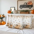 thumbnail image 6 of Outdoor Pillow Covers Waterproof Pillow Cases Protector Orange Pumpkin Thanksgiving Flower Pillowcase Pack of 2 Autumn Leaves Throw Cushion Case for Pation Furniture,Couch,Living Room Sofa, 18x18 in, 6 of 9