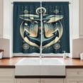thumbnail image 2 of Ambesonne Nautical Kitchen Curtains, Anchor with Whales Compass, 55"x45", Petrol Blue Beige, 2 of 3