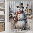 thumbnail image 5 of Rustic Cowboy Snowman Watercolor 4Pcs Shower Curtain Set with Rugs Shower Curtain And Rugs Shower Curtain Set Winter Snowman Waterproof Personality Pattern Bath Curtain for Bathroom Decor, 5 of 8