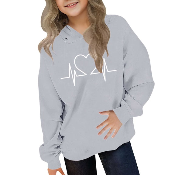 BaoFuBaoMei Lightweight Hoodie Boys Girls Valentines Heart Long Cuffed Sleeve Sweatshirt Tops Fleece Lined Loose Hooded Fall Clothes for School Party Classroom Celebration