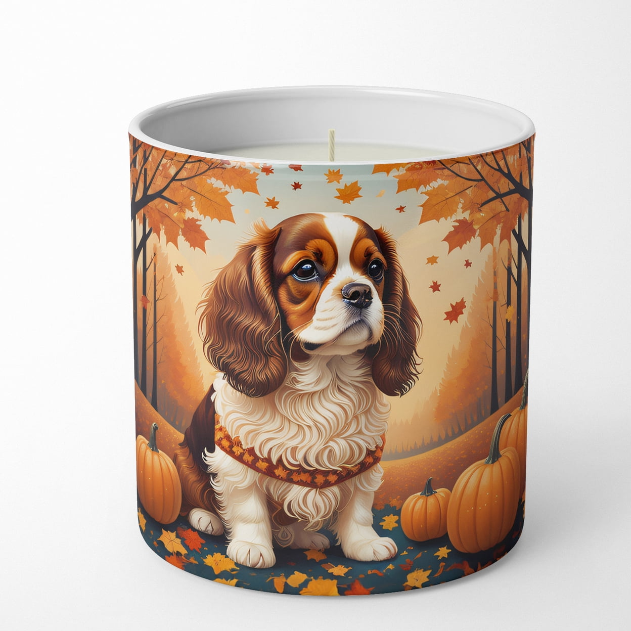 Cavalier Spaniel Fall Decorative Soy Candle 3.25 in x 3.75 in