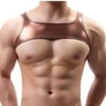thumbnail image 1 of pstuiky Camiseta sin mangas para hombre, Camiseta de tirantes ajustada de cuello redondo de piel sintética de seda helada con estampado en caliente de color liso para hombre Chaleco de hombre s, 1 of 6