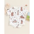 thumbnail image 3 of Musuos Infant Baby Easter Jumpsuit 3 6 12 18M CarrotFlowerBunny Print Round Neck Short Sleeve T-Shirt Romper, 3 of 10