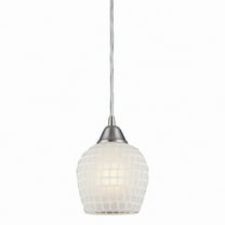 Elk Home 5-Inch Wide Fusion Mini Pendant, Transitional, Satin Nickel - White