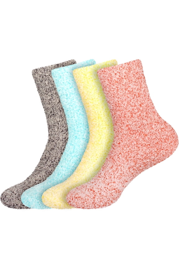 Women's Feather Soft Fuzzy Socks - Assortment 4C - Extra Large - 4 Pairs
