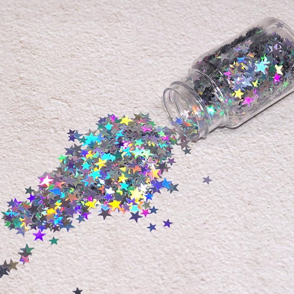 Osdhezcn Holographic Lasers Silvery Chunky Glitter Epoxy Resin Festival Chunky Five-Pointed Star Sequins for Resin Nair Art Decor