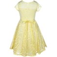 thumbnail image 3 of Little Girls Illusion Lace Top Stone Belt Easter Flower Girl Dress Yellow 6 (J19KS88), 3 of 4