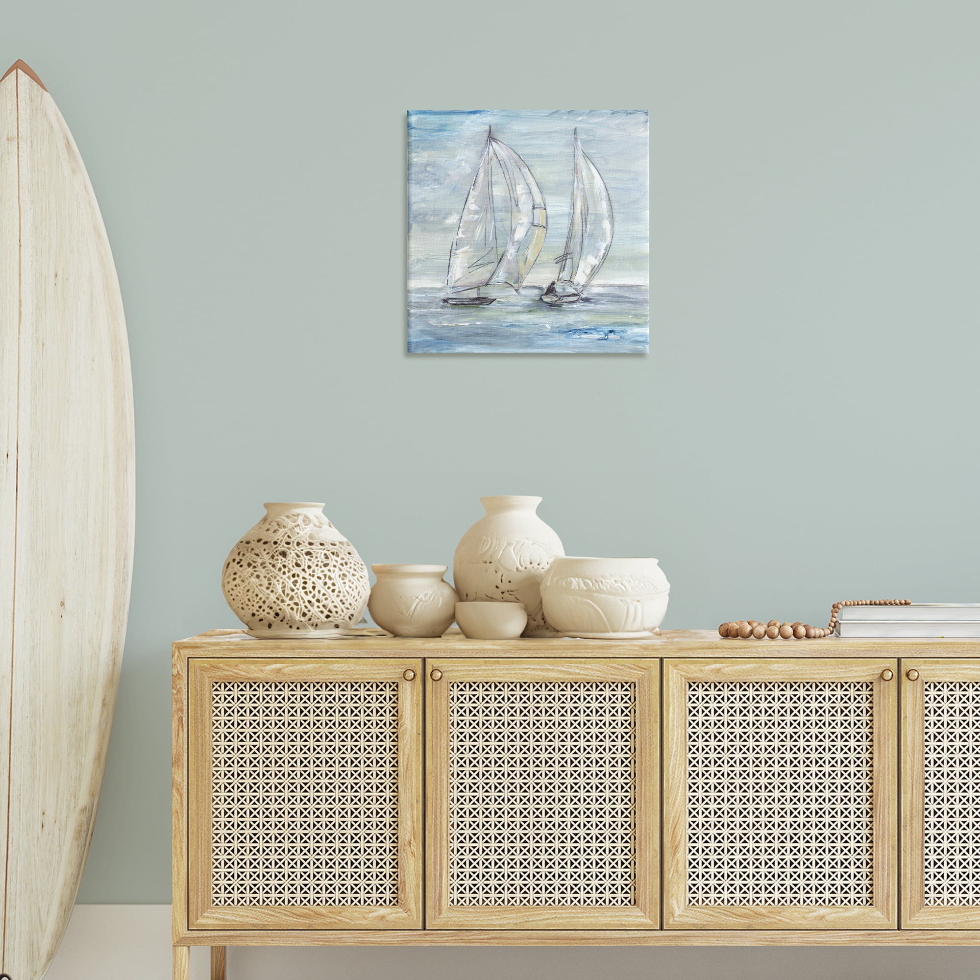 Stupell Industries Windswept Sailboat Duo Nautical & Beach Painting Wrapped Canvas Art Print Wall Art, 24 x 24