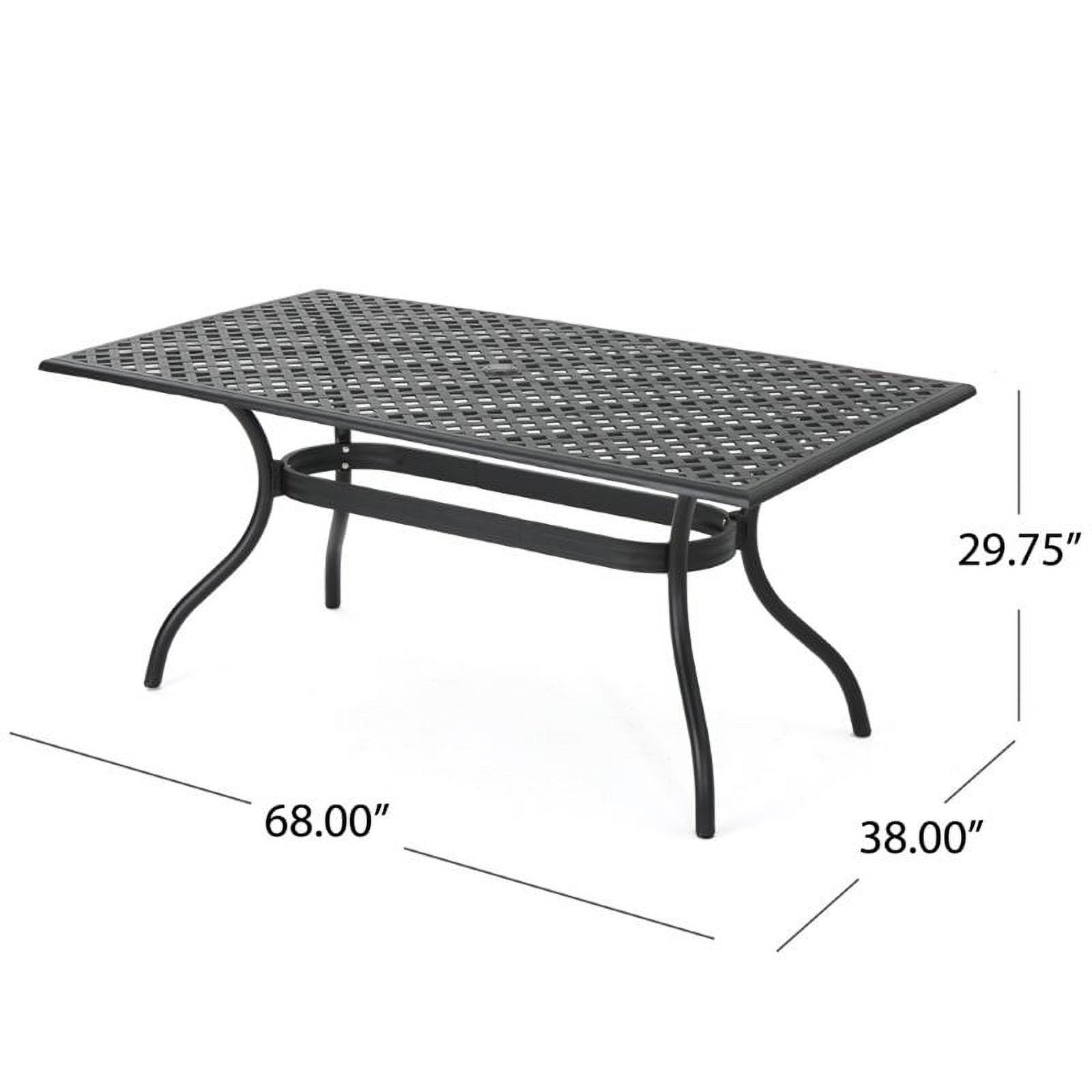 Cayman black sand rectangle aluminum outdoor dining outlet table