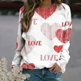 thumbnail image 5 of WREESH Valentine's Day Womens Sweatshirts Casual Printed Thin Sweater Long Sleeve Round Neck Shirt/Shirt Red, 5 of 5