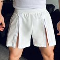 thumbnail image 4 of INCERUN 2024 Pantalones cortos de estilo coreano para hombre, pantalones cortos ligeros con diseño de cremallera, ropa de calle informal, pantalones cortos de gimnasio para caminar por la ciudad para, 4 of 5