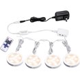 thumbnail image 1 of AIBOO Linkable LED Under Cabinet Lights 12V Slim Aluminum Dimmable Puck Lights with Remote Control & UL Listed Adapter for Cupboard Lighting (4 Lights), 1 of 7