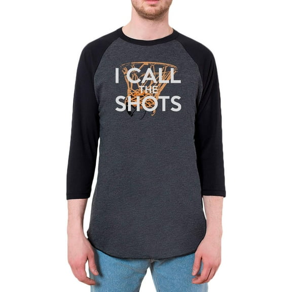 I Call the Shots Mens Raglan T Shirt Heather Black-Black SM