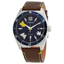 Citizen Men's Eco-Drive Disney Mickey Mouse Brown Leather Strap - AW1599-00W