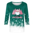 thumbnail image 4 of Fiudx Liquidación de Ofertas Flash Camiseta con Estampado Navideño a La Moda para Mujer, Blusa con Mangas 3/4, Tops Informales con Cuello Redondo, 4 of 5