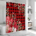 thumbnail image 5 of Love Heart Valentines Day Shower Curtain Set - Long 72" x 84" Washable Bathtub Curtain with 12 Hooks, Botanical Eucalyptus Red Plaid Waterproof Fabric Stall Shower Curtains for Bathroom/Bathtub, 5 of 6