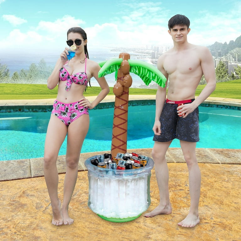 Sloosh 60 Inflatable Palm Tree Cooler Green Cold Cooler for Pool Party  Decor Hold Up to 100 Cans