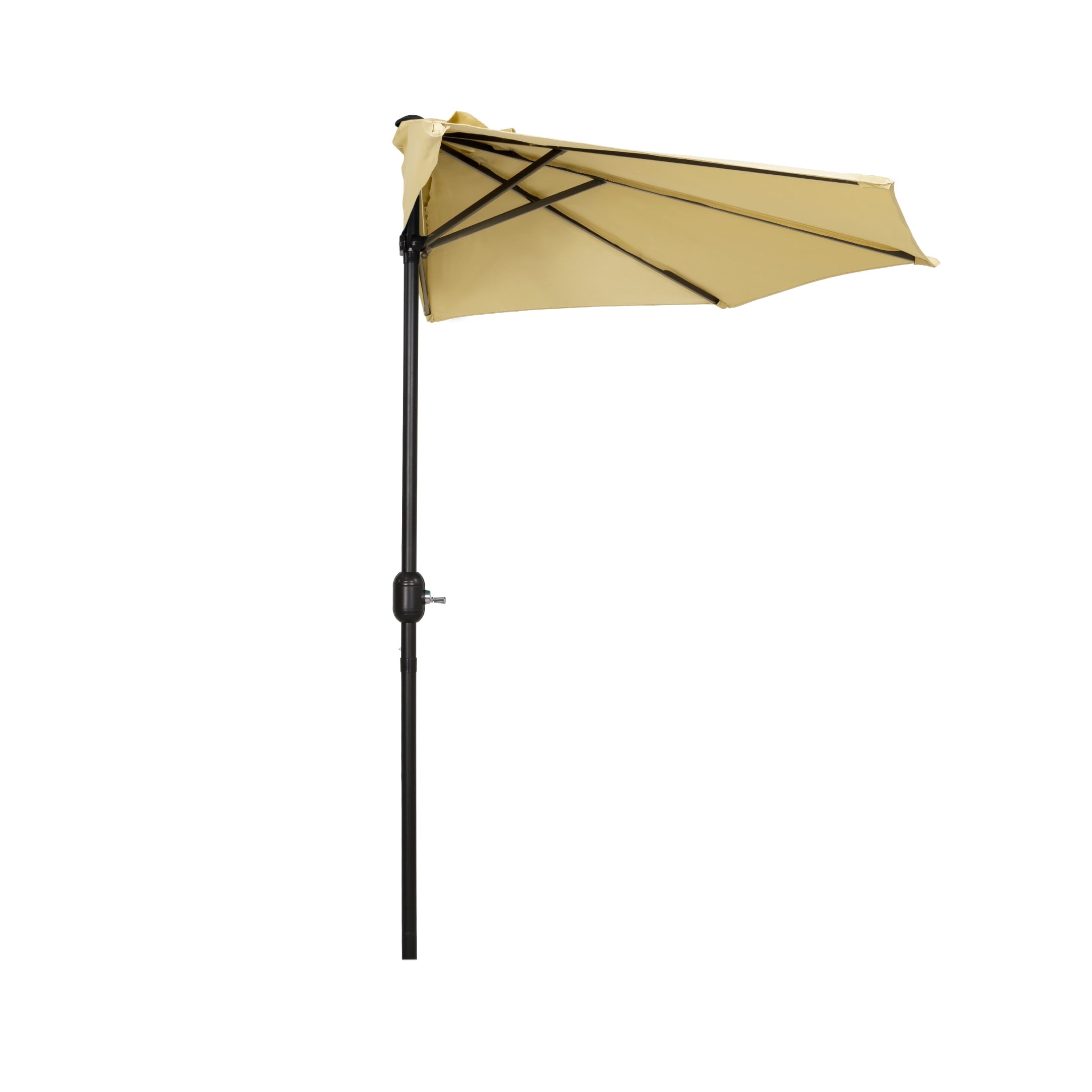 WestinTrends Lanai 9 Ft Outdoor Patio Half Umbrella, Small Grill Deck Porch Balcony Shade Umbrella with Crank, Beige