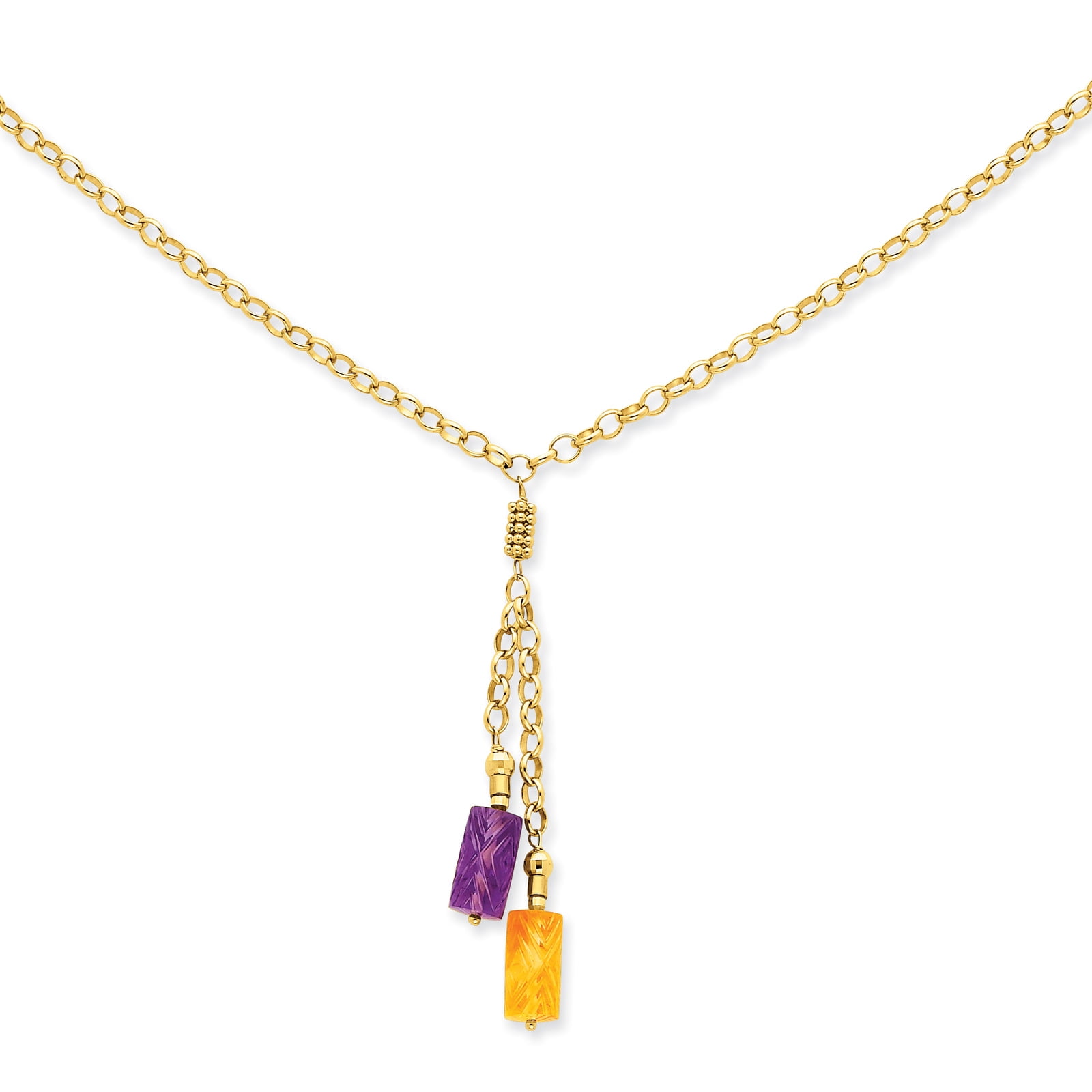 14K Amethyst & Citrine Drop Necklace by
