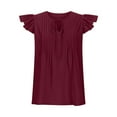 thumbnail image 3 of Hyknon Hauts pour Femmes Mode Mignon Nœud devant Blouses Super Douces Été Décontracté Manches Courtes à Volants Col Rond Chandail Couleur Unie Tendance Sortie Hauts, 3 of 4