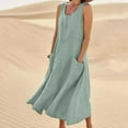 thumbnail image 1 of CHUANK Robe Longue Ample Sans Manches en Coton et Lin pour Femmes Robe d'Été Décontractée Couleur Unie Robe de Plage avec Poches, 1 of 8
