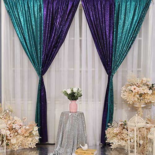 SquarePie Sequin Backdrop 3FT x 7FT 2pcs Black Photography Background Sparkly Curtain Selfie Wall for Wedding Party Decoration