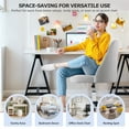 thumbnail image 3 of Home Office Chair, Armless Mid Back Fabric Upholstered Desk Chair with Wheels Adjustable Swivel Vanity Chair for Bedroom,Living Room, Gray, 3 of 8