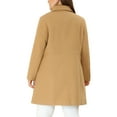 thumbnail image 3 of Unique Bargains Women's Plus Single Breasted Cinched Waist Winter Pea Long Coat 3X Khaki, 3 of 6