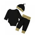 thumbnail image 2 of Eleanos Children's Long Sleeve Letter One-piece Romper Romper Three-piece Black, 2 of 6