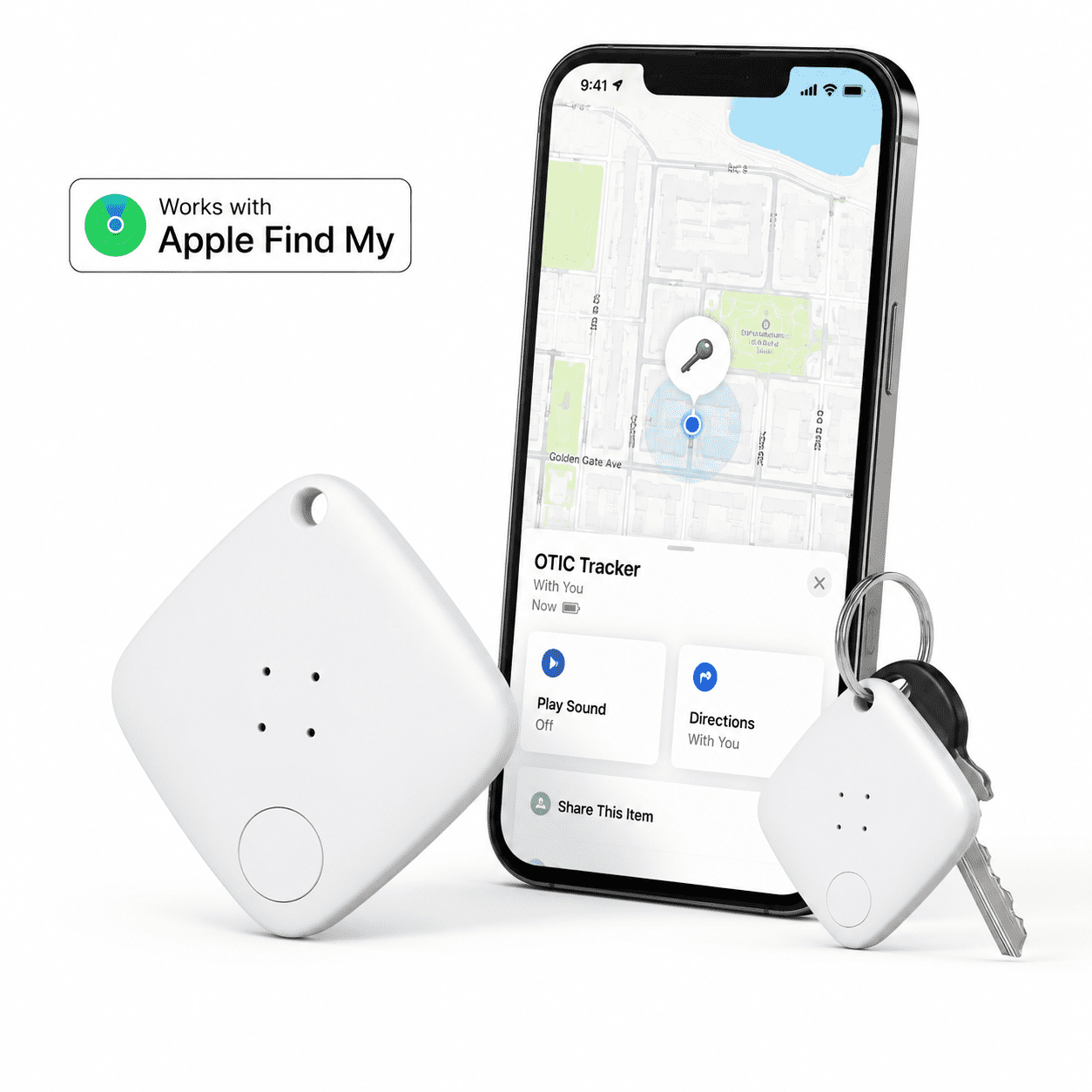 OTIC 1 Pack Bluetooth Tracker for iOS Find My App (iOS Only), Smart Key Finder with CR2032 Battery, IP67 Waterproof Item Locator for Keys Wallet Luggage