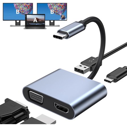 USB-C to Dual HDMI Adapter - 4K@60Hz Triple Display for MacBook/iPad/S24