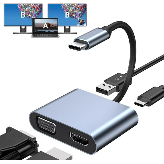 USB-C to Dual HDMI Adapter - 4K@60Hz Triple Display for MacBook/iPad/S24