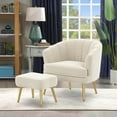 thumbnail image 6 of Andeworld Modern Accent Chair with Ottoman, Upholstered armchair for Living Room, Bedroom (Beige), 6 of 6